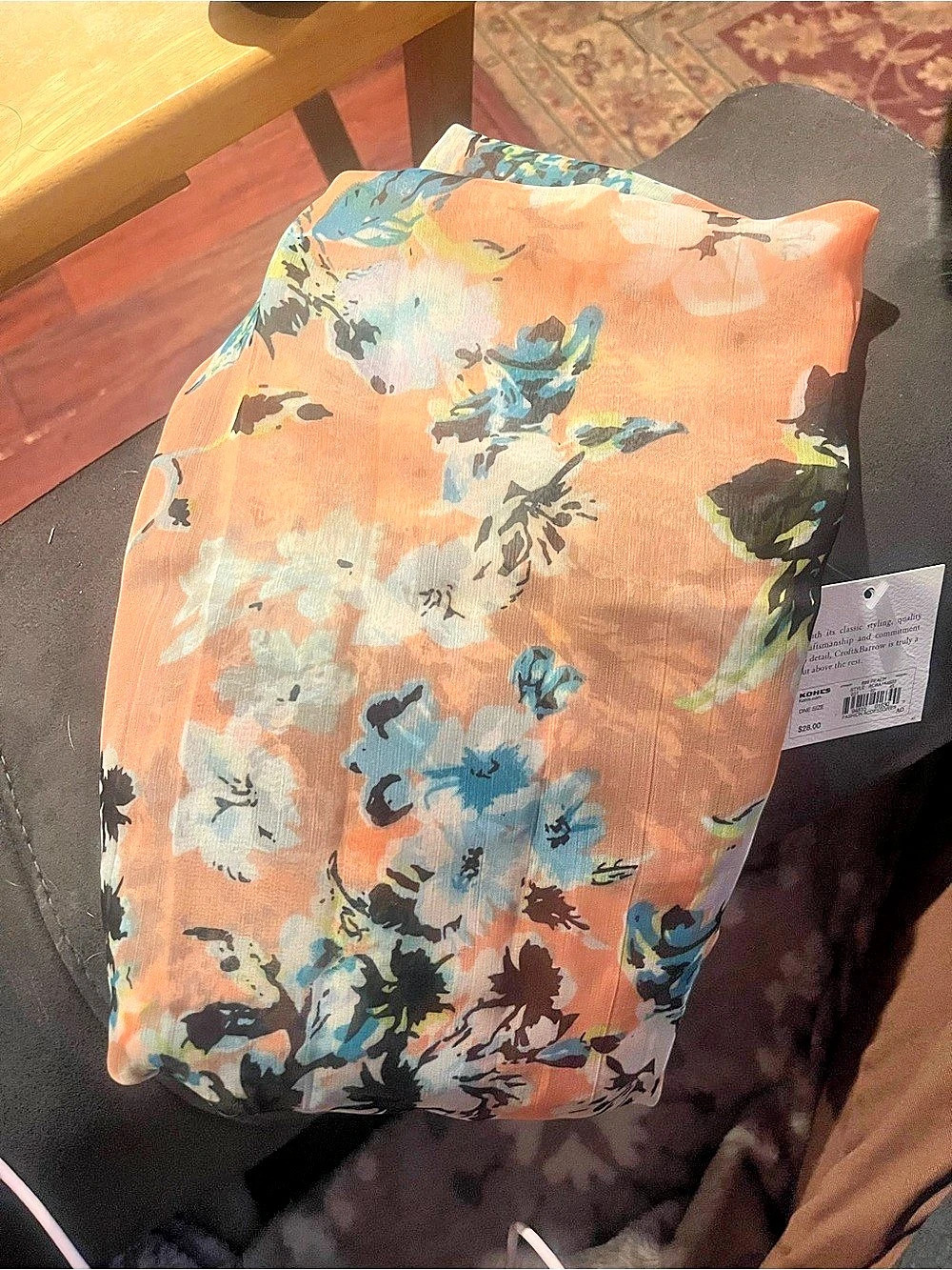 Croft & Barrow Floral Scarf in Orange & Blue